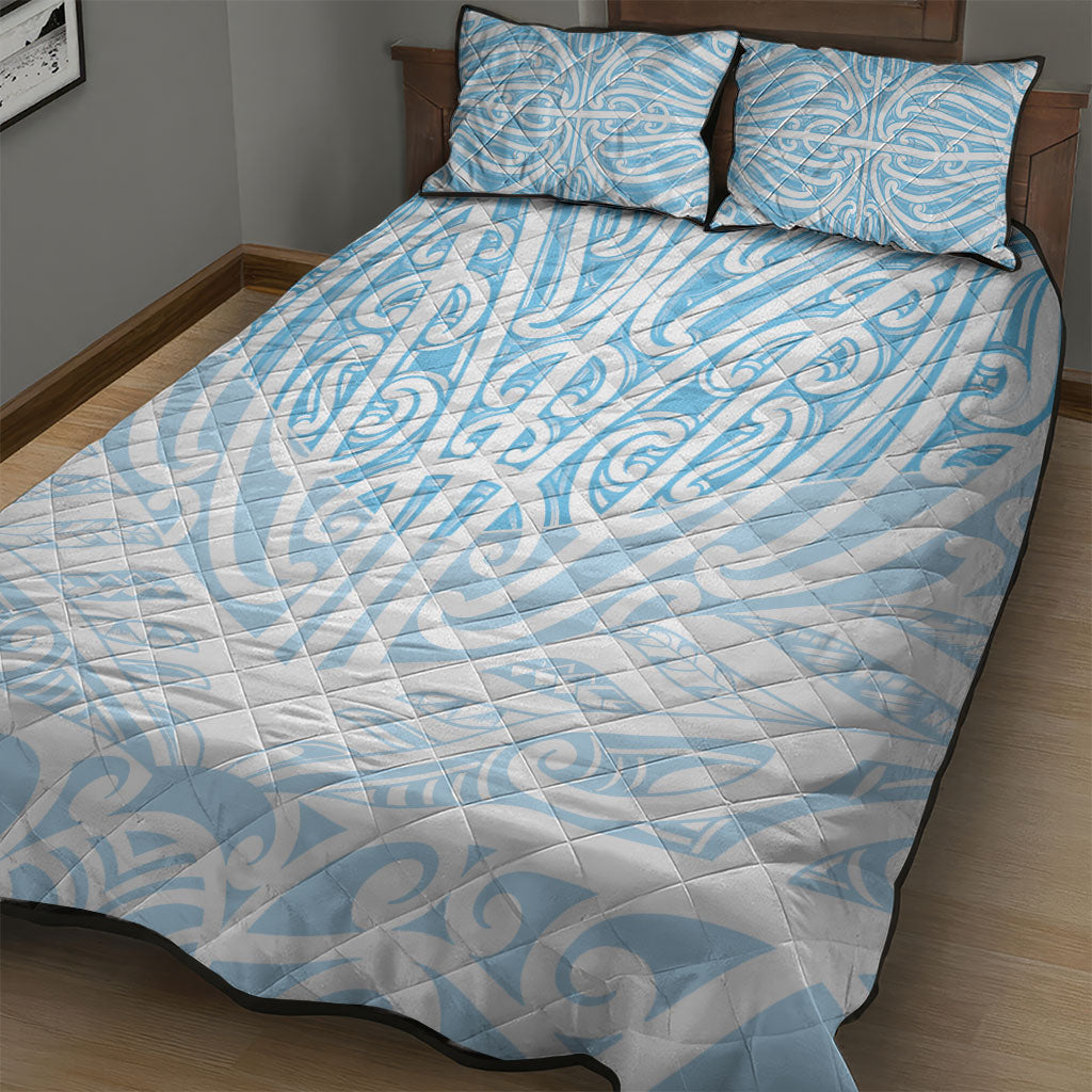 Blue New Zealand Puhoro Maori Tattoo Quilt Bed Set LT14 - Polynesian Pride