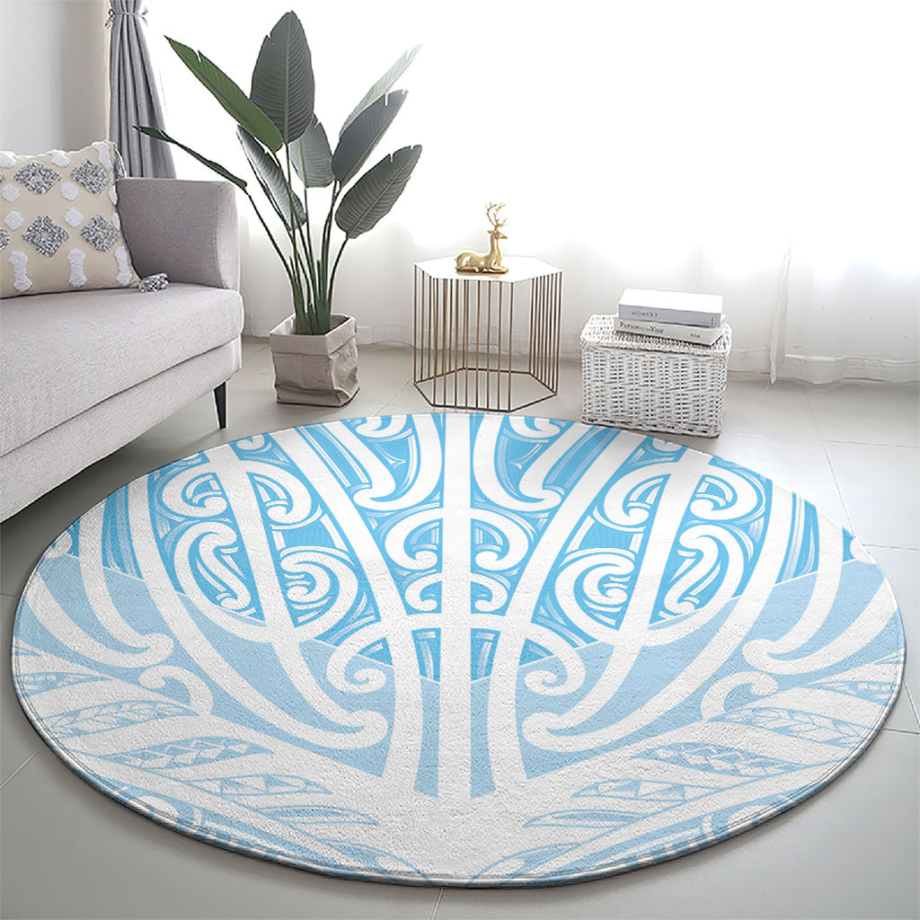 Blue New Zealand Puhoro Maori Tattoo Round Carpet LT14 - Polynesian Pride