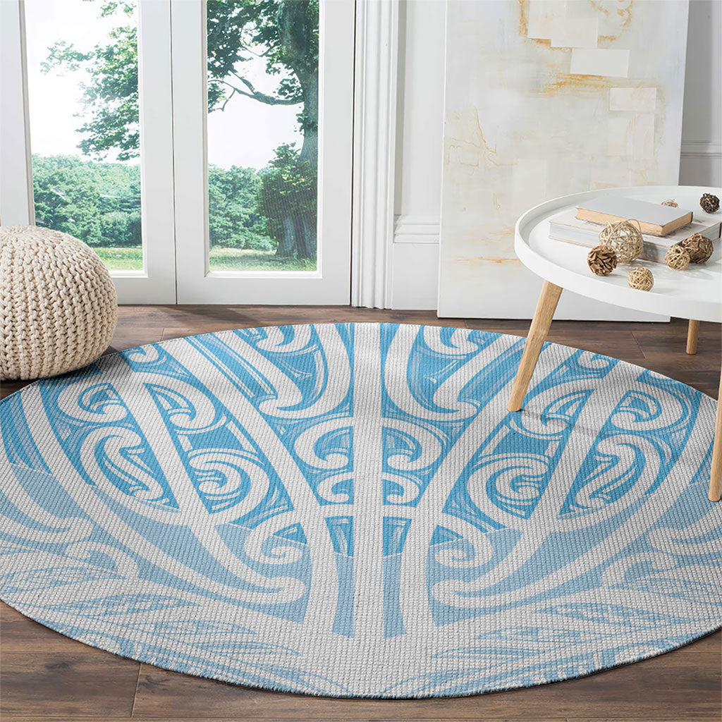 Blue New Zealand Puhoro Maori Tattoo Round Carpet LT14 - Polynesian Pride