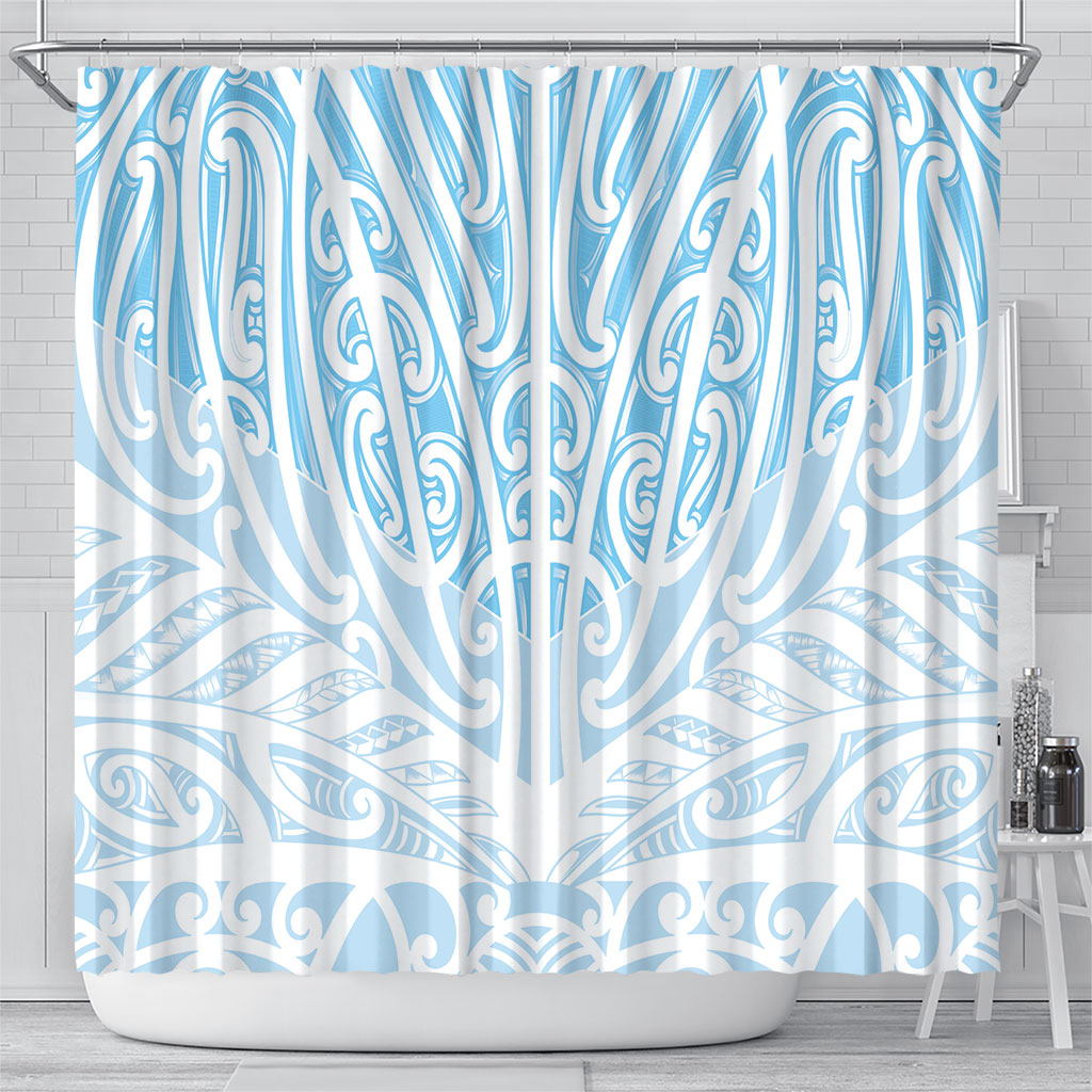 Blue New Zealand Puhoro Maori Tattoo Shower Curtain LT14 - Polynesian Pride