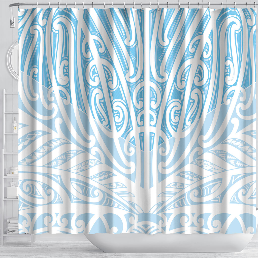 Blue New Zealand Puhoro Maori Tattoo Shower Curtain LT14 - Polynesian Pride