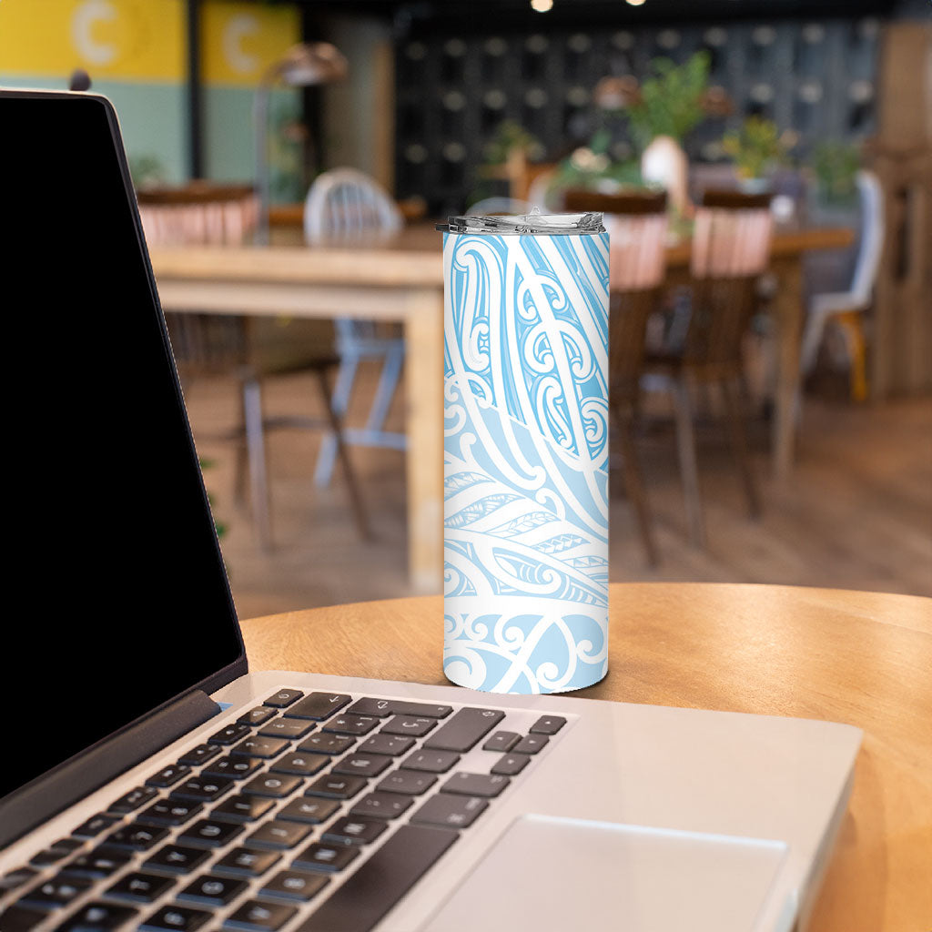 Blue New Zealand Puhoro Maori Tattoo Skinny Tumbler LT14 - Polynesian Pride