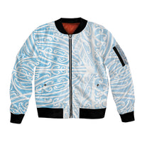 Blue New Zealand Puhoro Maori Tattoo Sleeve Zip Bomber Jacket LT14 Unisex Blue - Polynesian Pride