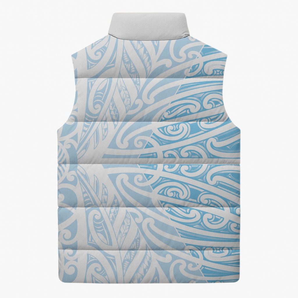 Blue New Zealand Puhoro Maori Tattoo Sleeveless Puffer Jacket LT14 - Polynesian Pride