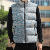 Blue New Zealand Puhoro Maori Tattoo Sleeveless Puffer Jacket LT14 - Polynesian Pride