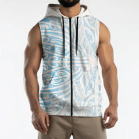 Blue New Zealand Puhoro Maori Tattoo Sleeveless Zip Hoodie LT14 - Polynesian Pride