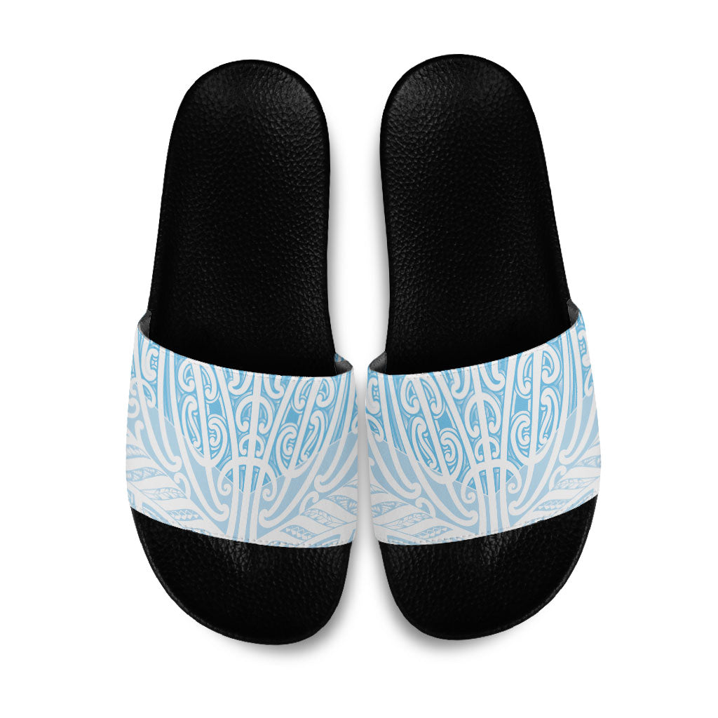 Blue New Zealand Puhoro Maori Tattoo Slide Sandals LT14 Blue - Polynesian Pride