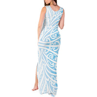 Blue New Zealand Puhoro Maori Tattoo Tank Maxi Dress LT14 - Polynesian Pride