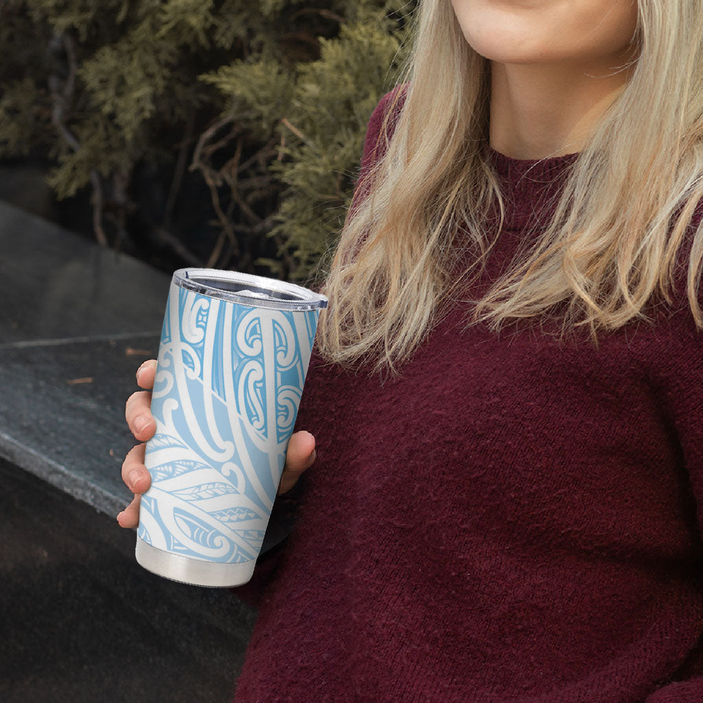 Blue New Zealand Puhoro Maori Tattoo Tumbler Cup LT14 - Polynesian Pride