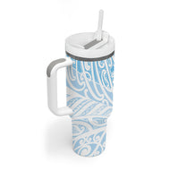 Blue New Zealand Puhoro Maori Tattoo Tumbler With Handle LT14 - Polynesian Pride