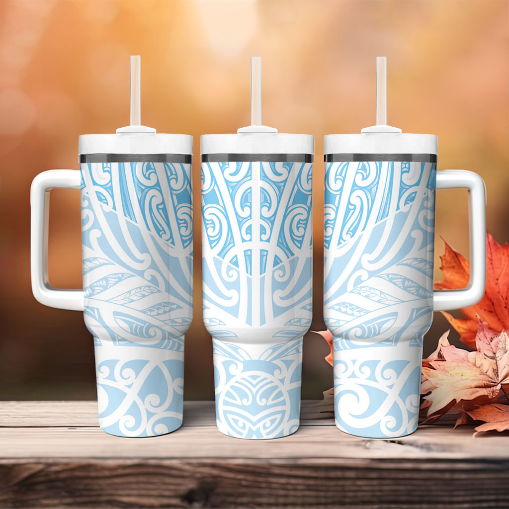Blue New Zealand Puhoro Maori Tattoo Tumbler With Handle LT14 - Polynesian Pride