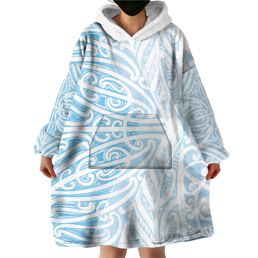 Blue New Zealand Puhoro Maori Tattoo Wearable Blanket Hoodie LT14 - Polynesian Pride
