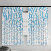 Blue New Zealand Puhoro Maori Tattoo Window Curtain LT14 With Hooks Blue - Polynesian Pride