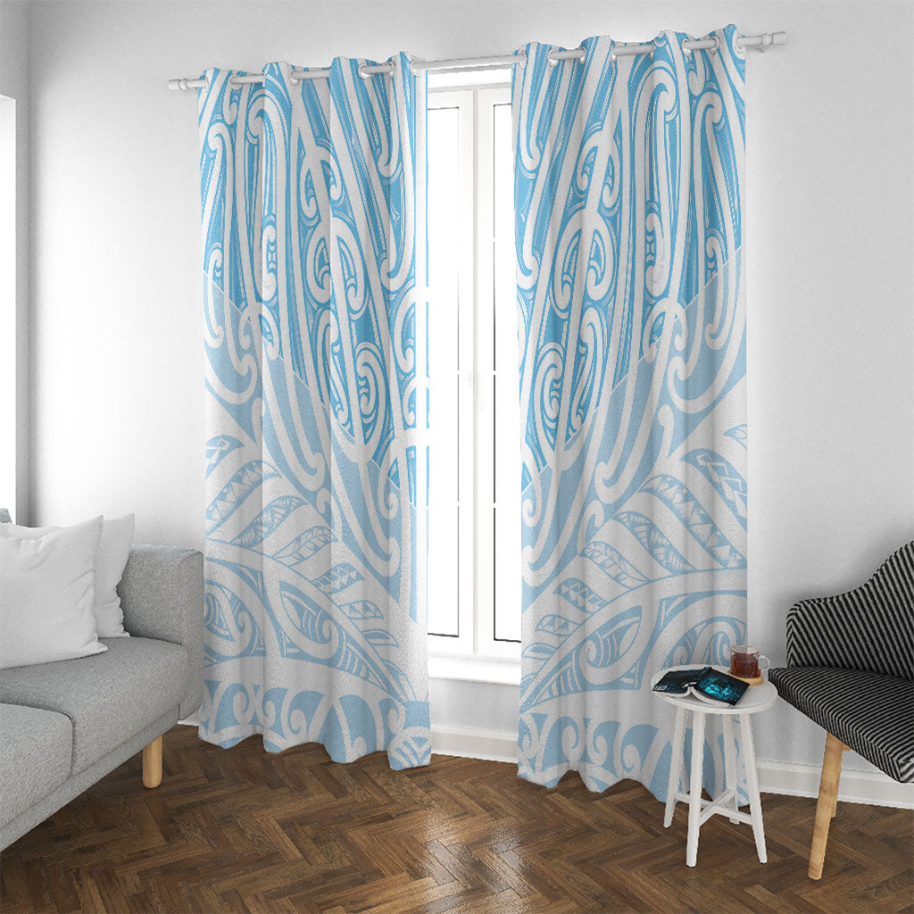 Blue New Zealand Puhoro Maori Tattoo Window Curtain LT14 With Grommets Blue - Polynesian Pride