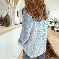 Blue New Zealand Puhoro Maori Tattoo Women Casual Shirt LT14 - Polynesian Pride