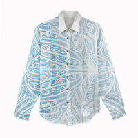 Blue New Zealand Puhoro Maori Tattoo Women Casual Shirt LT14 - Polynesian Pride