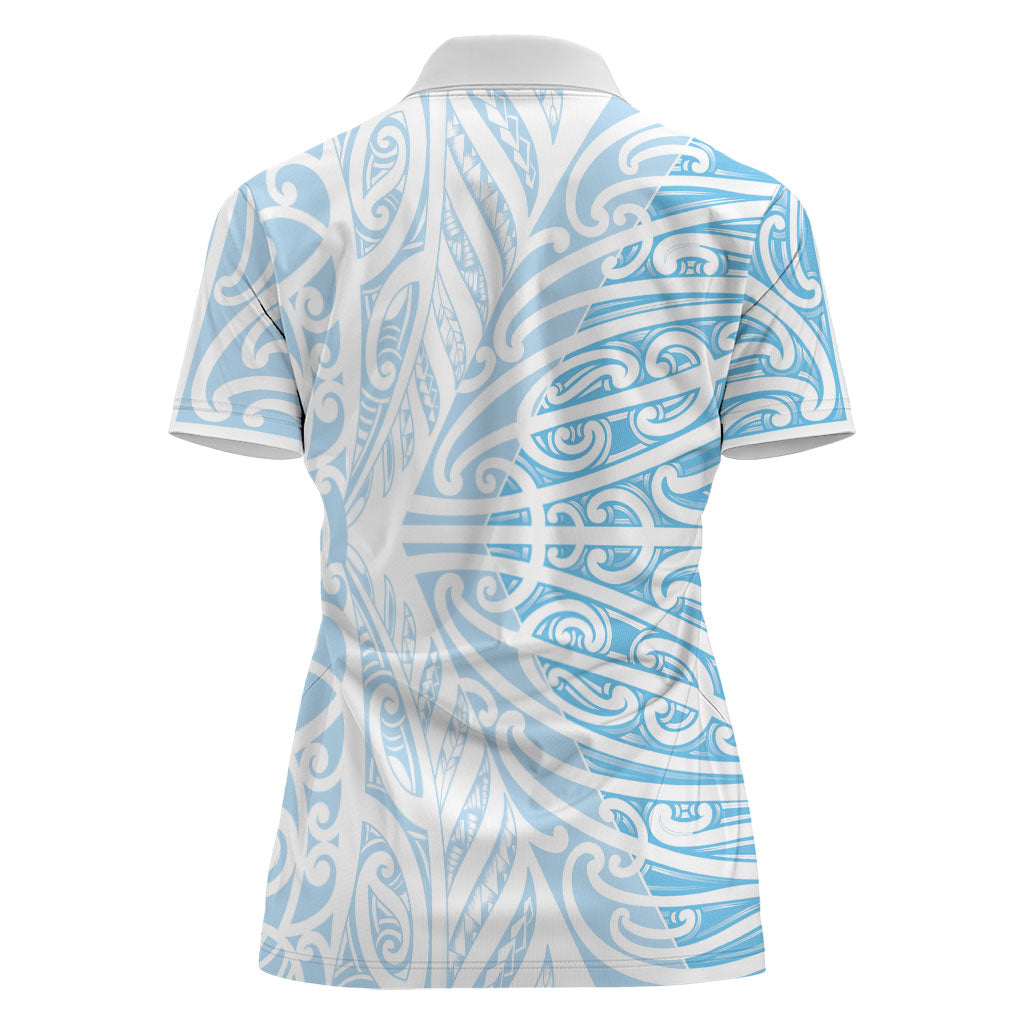 Blue New Zealand Puhoro Maori Tattoo Women Polo Shirt LT14 - Polynesian Pride