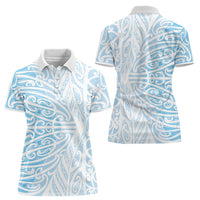 Blue New Zealand Puhoro Maori Tattoo Women Polo Shirt LT14 - Polynesian Pride