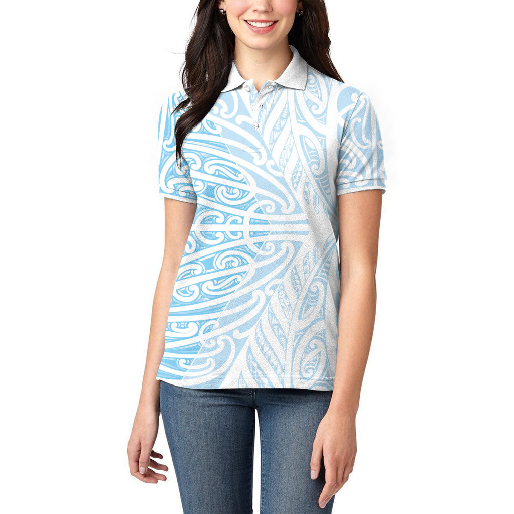 Blue New Zealand Puhoro Maori Tattoo Women Polo Shirt LT14 - Polynesian Pride