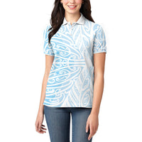 Blue New Zealand Puhoro Maori Tattoo Women Polo Shirt LT14 - Polynesian Pride