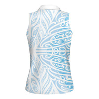 Blue New Zealand Puhoro Maori Tattoo Women Sleeveless Polo Shirt LT14 - Polynesian Pride