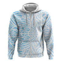 Blue New Zealand Puhoro Maori Tattoo Zip Hoodie LT14 Zip Hoodie Blue - Polynesian Pride