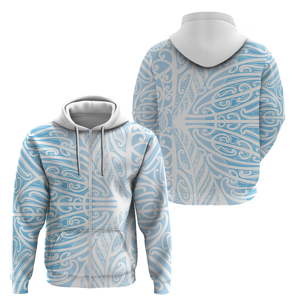 Blue New Zealand Puhoro Maori Tattoo Zip Hoodie LT14 - Polynesian Pride
