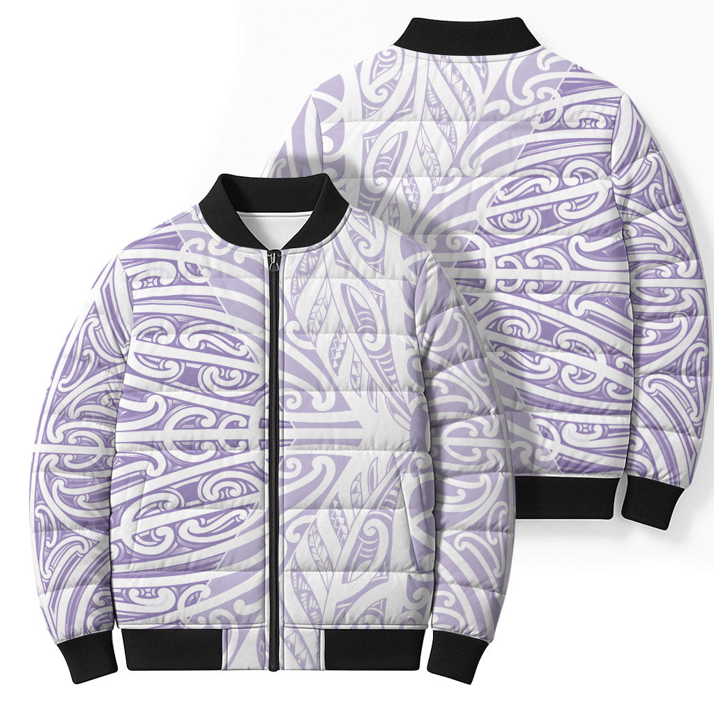 Purple New Zealand Puhoro Maori Tattoo Bomber Puffer Jacket LT14 - Polynesian Pride