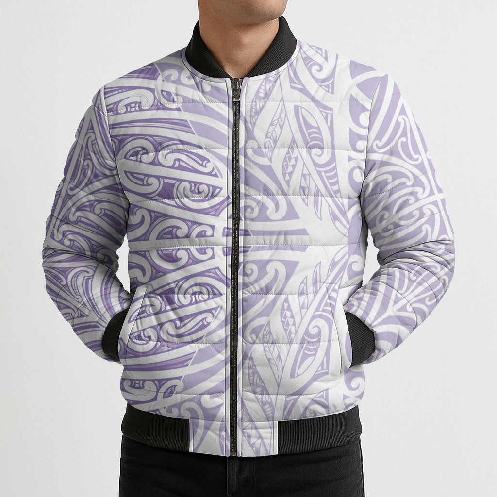 Purple New Zealand Puhoro Maori Tattoo Bomber Puffer Jacket LT14 - Polynesian Pride
