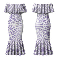 Purple New Zealand Puhoro Maori Tattoo Couples Matching Mermaid Dress and Hawaiian Shirt LT14 - Polynesian Pride