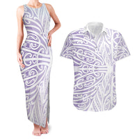 Purple New Zealand Puhoro Maori Tattoo Couples Matching Tank Maxi Dress and Hawaiian Shirt LT14 Purple - Polynesian Pride