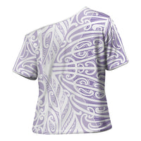 Purple New Zealand Puhoro Maori Tattoo Cross Shoulder Shirt LT14 - Polynesian Pride