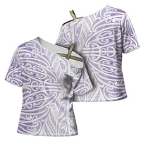 Purple New Zealand Puhoro Maori Tattoo Cross Shoulder Shirt LT14 - Polynesian Pride
