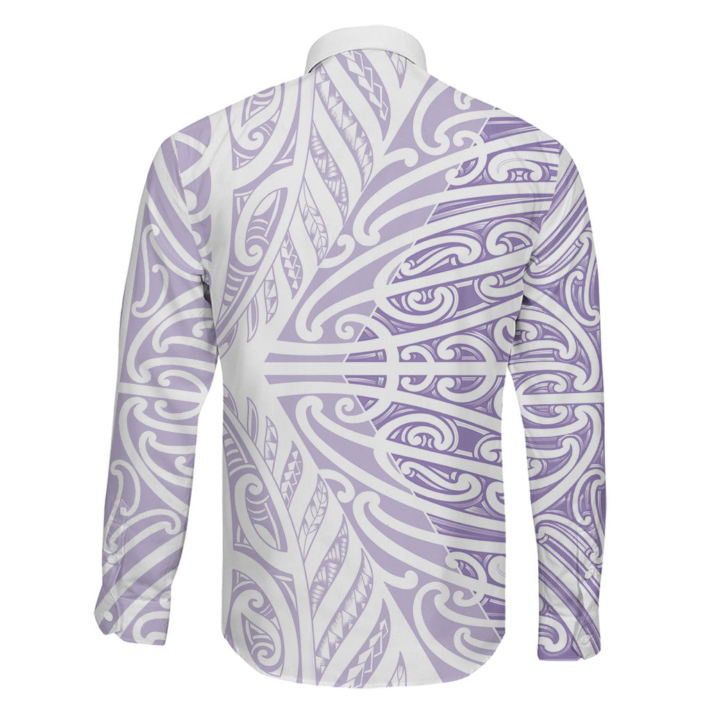 Purple New Zealand Puhoro Maori Tattoo Family Matching Long Sleeve Bodycon Dress and Hawaiian Shirt LT14 - Polynesian Pride