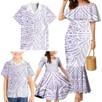 Purple New Zealand Puhoro Maori Tattoo Family Matching Mermaid Dress and Hawaiian Shirt LT14 - Polynesian Pride