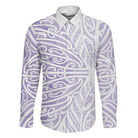 Purple New Zealand Puhoro Maori Tattoo Family Matching Off Shoulder Maxi Dress and Hawaiian Shirt LT14 Dad's Shirt - Long Sleeve Purple - Polynesian Pride