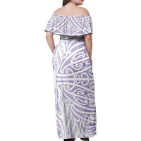 Purple New Zealand Puhoro Maori Tattoo Family Matching Off Shoulder Maxi Dress and Hawaiian Shirt LT14 - Polynesian Pride