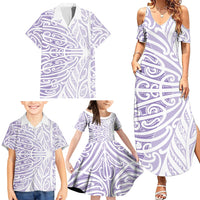 Purple New Zealand Puhoro Maori Tattoo Family Matching Summer Maxi Dress and Hawaiian Shirt LT14 - Polynesian Pride