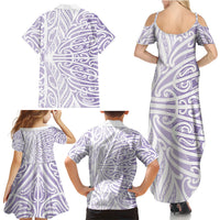 Purple New Zealand Puhoro Maori Tattoo Family Matching Summer Maxi Dress and Hawaiian Shirt LT14 - Polynesian Pride