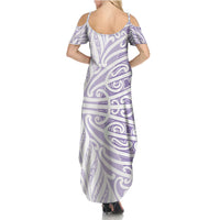 Purple New Zealand Puhoro Maori Tattoo Family Matching Summer Maxi Dress and Hawaiian Shirt LT14 - Polynesian Pride