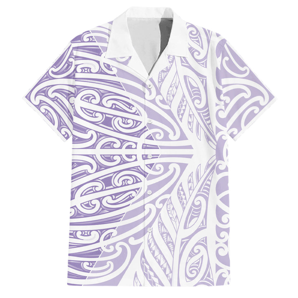 Purple New Zealand Puhoro Maori Tattoo Family Matching Tank Maxi Dress and Hawaiian Shirt LT14 Dad's Shirt - Short Sleeve Purple - Polynesian Pride