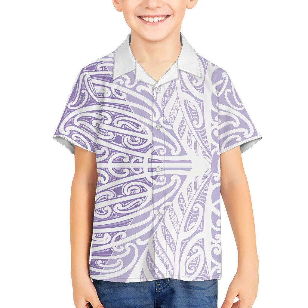 Purple New Zealand Puhoro Maori Tattoo Family Matching Tank Maxi Dress and Hawaiian Shirt LT14 Son's Shirt Purple - Polynesian Pride