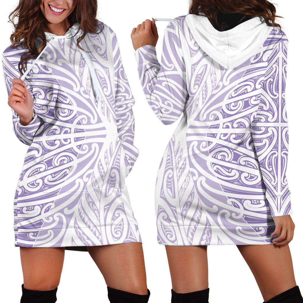Purple New Zealand Puhoro Maori Tattoo Hoodie Dress LT14 - Polynesian Pride
