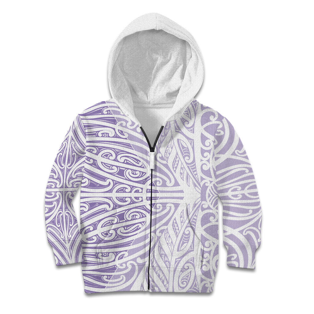 Purple New Zealand Puhoro Maori Tattoo Kid Hoodie LT14 Zip Hoodie Purple - Polynesian Pride
