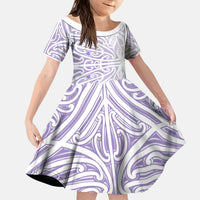 Purple New Zealand Puhoro Maori Tattoo Kid Short Sleeve Dress LT14 KID Purple - Polynesian Pride
