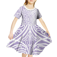 Purple New Zealand Puhoro Maori Tattoo Kid Short Sleeve Dress LT14 - Polynesian Pride