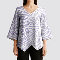 Purple New Zealand Puhoro Maori Tattoo Kimono Sleeve Blouse LT14 - Polynesian Pride