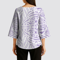 Purple New Zealand Puhoro Maori Tattoo Kimono Sleeve Blouse LT14 - Polynesian Pride