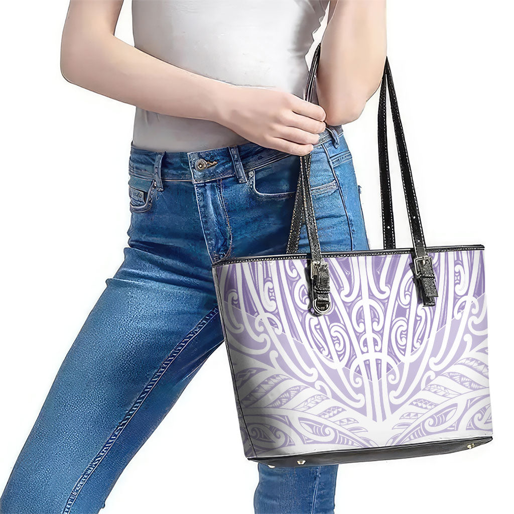 Purple New Zealand Puhoro Maori Tattoo Leather Tote Bag LT14 - Polynesian Pride