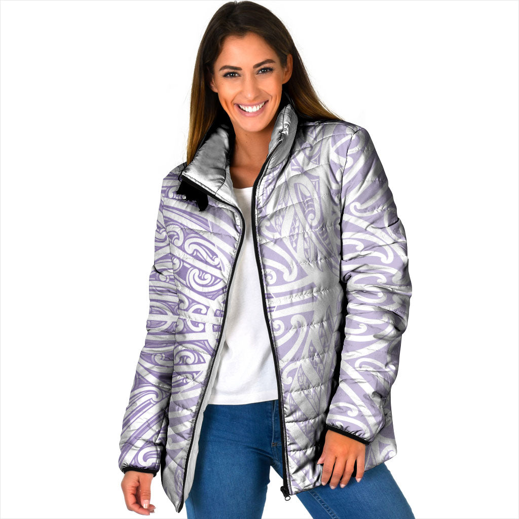 Purple New Zealand Puhoro Maori Tattoo Padded Jacket LT14 Women Purple - Polynesian Pride